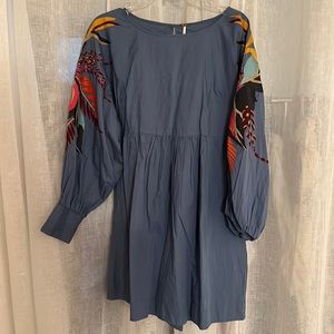 ASOS floral embroidered blue shift dress